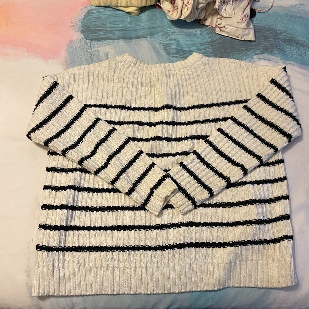 Obey cotton striped cropped sweater size S